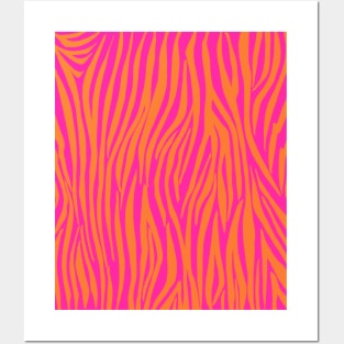 Zebra Stripes, Orange and Pink Posters and Art